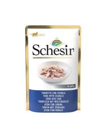 SCHESIR Thon et sébaste en gelée pour chats, 6 x 85 g