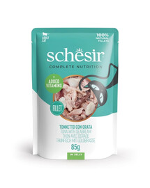 SCHESIR Thon et daurade en gelée pour chats 12×85 g