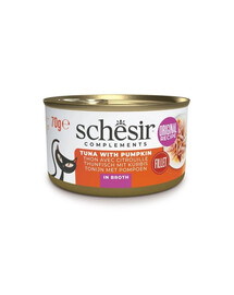 SCHESIR Thon à la courge en bouillon pour chats, 6 x 70 g