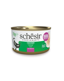SCHESIR Poulet au riz en bouillon pour chats, 6 x 70 g