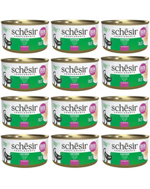 SCHESIR Poulet au riz en bouillon pour chats, 12 x 70 g