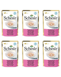 SCHESIR Poulet et jambon, aliment complémentaire pour chat, 6 x 50 g