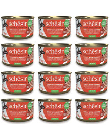 SCHESIR Thon aux crevettes en gelée pour chats, 12 x 85 g