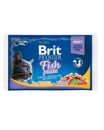 BRIT Lot de sachets Cat Adult Fish Plate 8 x 100 g