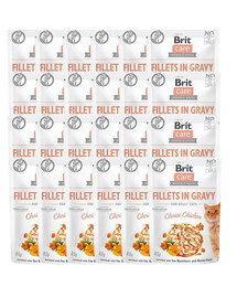 BRIT Care Fillets in Gravy, assortiment de filets de poulet, de dinde et de saumon en sauce pour chats, 48 x 85 g