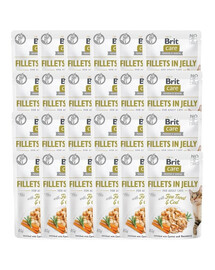 BRIT Care Fillets in Jelly, assortiment de saveurs : cabillaud et truite, poulet et fromage, pour chat, 48 x 85 g