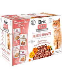 BRIT Care Fillets in Gravy Cat : filets de saumon à la dinde, de saumon, de canard et de poulet en sauce pour chats, 24 x 85 g