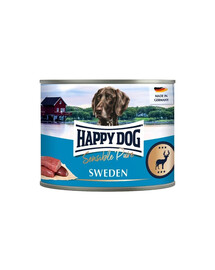 HAPPY DOG Sensible Pure Sweden – Nourriture humide au gibier pour chiens, 200 g