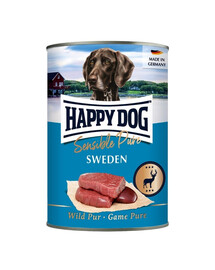 HAPPY DOG Sensible Pure Sweden – Nourriture humide au gibier pour chiens, 400 g