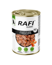 RAFI Classic : gibier et carottes en sauce, nourriture humide pour chiens de toutes races, 1240 g