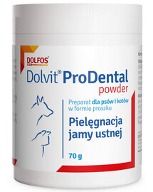 DOLFOS Dolvit ProDental Powder Produit d'hygiène bucco-dentaire pour chiens et chats 70 g