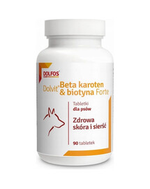 DOLFOS Dolvit Bêta-carotène & Biotine Forte 90 comprimés : complément alimentaire pour une peau et un pelage sains chez les chiens