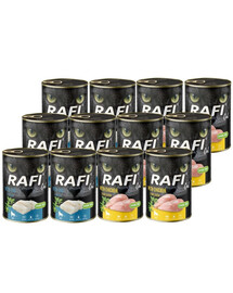 RAFI Cat Adult Mix aux saveurs de morue et de poulet, nourriture humide pour chats, 12 x 400 g