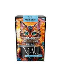 MAU Pâté et filet de sébaste aux violettes tricolores – nourriture humide pour chat, 85 g