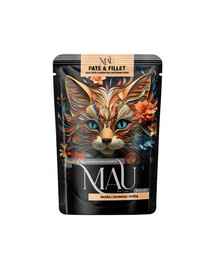MAU Pâté et filet de canard aux airelles et à la mélisse – nourriture humide pour chat stérilisé, 85 g