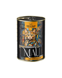 MAU Pâté et filet de dinde au beurre de cacahuète – nourriture humide pour chat, 400 g