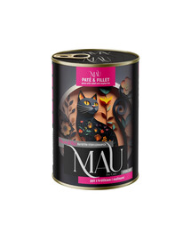 MAU Pâté et filet d'oie au lapin et aux framboises – nourriture humide pour chat stérilisé, 400 g
