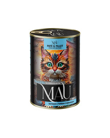 MAU Pâté et filet de sébaste à la violette tricolore – nourriture humide pour chat, 400 g