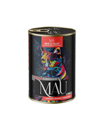 MAU Pâté et filet de bœuf aux patates douces et au romarin – nourriture humide pour chat, 400 g
