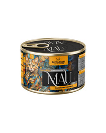 MAU Pâté et filet de dinde au beurre de cacahuète, nourriture humide pour chat, 185 g