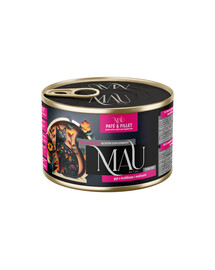 MAU Pâté et filet d'oie au lapin et aux framboises – nourriture humide pour chat stérilisé, 185 g