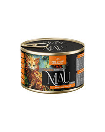 MAU Pâté et filet de canard à la mangue et à l'églantier – nourriture humide pour chatons 185 g