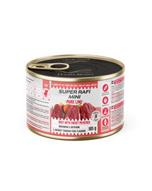 SUPER RAFI Mini Pure Line nourriture humide pour chiens de petites races au bœuf et aux patates douces 185 g