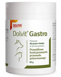 DOLFOS Dolvit Gastro - Complément alimentaire favorisant le bon fonctionnement du système digestif chez le chien et le chat, 80 g