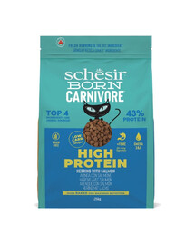 SCHESIR Born Carnivore Hareng et saumon – Croquettes pour chats adultes 1,25 kg
