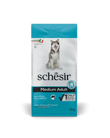 SCHESIR Original Medium Adult Poisson – Croquettes pour chiens adultes de taille moyenne, 12 kg