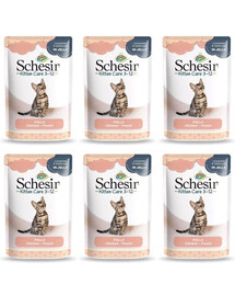 SCHESIR Nourriture humide pour chatons à base de filets de poulet en gelée 6x85 g