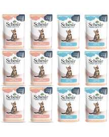 SCHESIR Assortiment pour chat Mix de saveurs 12×85 g (Poulet + Thon)