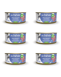 SCHESIR Aliment complémentaire pour chats à base de thon et de petits poissons de mer 6x140 g