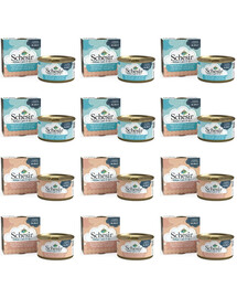 SCHESIR Assortiment pour chat, mélange de saveurs, 12 x 85 g (poulet + thon)