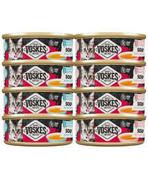VOSKES Soup Mix aux saveurs de poisson : soupe au saumon et au thon pour chats, 8 x 50 g