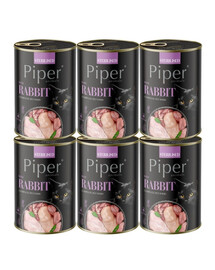 PIPER Animals Sterilised Rabbit avec du lapin, nourriture humide pour chats stérilisés 6x400g