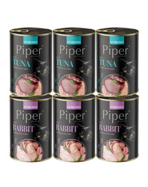 PIPER Animals Sterilised Mix saveurs avec du lapin et du thon, nourriture humide pour chats stérilisés 6x400g