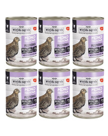 WIEJSKA ZAGRODA Caille sans protéines – nourriture humide pour chats, 6 x 400 g