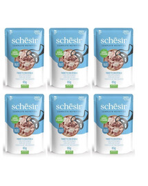 SCHESIR Thon et sébaste en gelée pour chats, 6 x 85 g