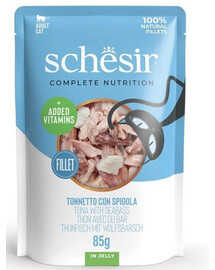 SCHESIR Jelly Adult Tuna&Sea Bass 85g thon avec bar en gelée