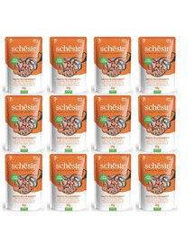 SCHESIR Thon, poulet et crevette en gelée pour chats 12×85 g
