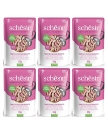 SCHESIR Thon et poulet au jambon en gelée pour chats, 6 x 85 g