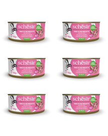 SCHESIR Thon au jambon en gelée pour chats, 6 x 85 g