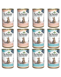 SCHESIR Kitten Care 3-12 Thon et poulet à l’aloe vera en gelée pour chats 12×140 g