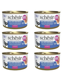 SCHESIR Thon aux sprats dans un bouillon pour chats 6x70 g