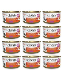 SCHESIR Thon à la courge en bouillon pour chats, 12 x 70 g