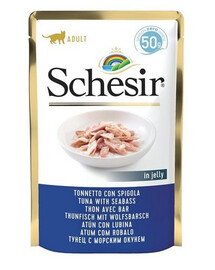 SCHESIR Aliment complémentaire pour chats au thon et au bar 50 g