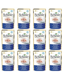SCHESIR Aliment complémentaire pour chats au thon et au bar 12 x 50 g