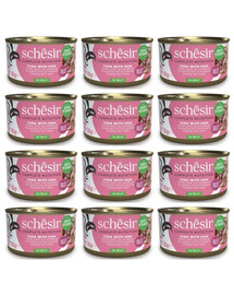 SCHESIR Thon au jambon en gelée pour chats, 12 x 85 g