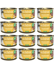 SCHESIR Thon avec surimi en gelée pour chats 12x85 g